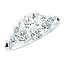 Rosec Jewels Lab Grown Diamond Solitaire Engagement Ring 2 Ct - 8 mm Round Diamond Knot Ring - Ef-VS Quality, 14K White Gold, US 9.50