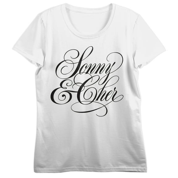 Sonny & Cher Recording Studio Art Women's White Short Sleeve Crew Neck Tee-XL