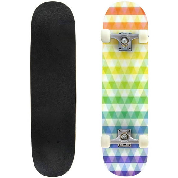 Seamless multicolored pattern Checkered background Abstract Outdoor Skateboard Longboards 31"x8" Pro Complete Skate Board Cruiser