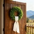 thumbnail image 6 of Christmas Deocrations Boxwood Bow Wreath 20 Inch Artificial Spring Wreath for Front Door, Farmhouse Wedding Green Year Round Indoor Outdoor Christmas Summer Decor, Plastic, 6 of 6