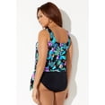 thumbnail image 3 of Swimsuits For All Women's Plus Size Scoop Neck Relaxed Fit Side Tie Blouson Tankini Top, 3 of 4
