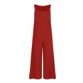 thumbnail image 4 of Kmdttou Summer Clearance! Women's Casual Loose Jacket Jumpsuit Set Of Sleeveless Solid Color Wide Leg Long Pants With Pockets Jumpsuit on Clearance!, 4 of 4