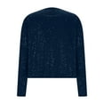 thumbnail image 5 of ClodeEU Womens Cropped Sequin Jacket, Short Trendy Sparkle Long Sleeve Slim Cardigan Navy,Womens Plus M, 5 of 8