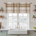 thumbnail image 2 of Brown Buffalo Plaid Tier Curtains 36 Inch Length, Geometric Modern Farmhouse Cafe Short Curtains for Bathroom Over Sink, Small Kitchen Curtain Light Filtering Tiered Drapes 2 Panels 27.5"Wx36"L, 2 of 9
