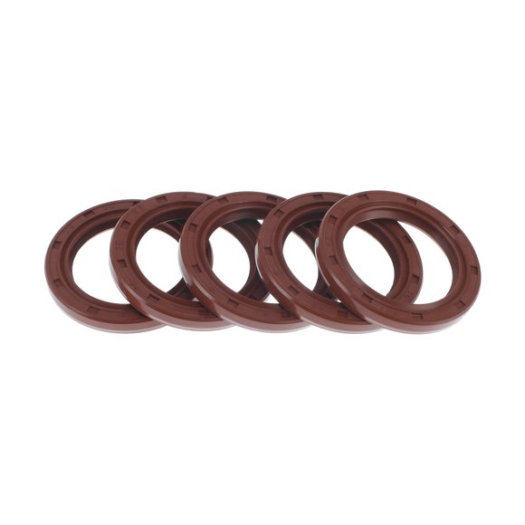 Sello de aceite universal Unique Bargains TC de doble labio con resorte de acero, sello de eje rotativo 30x42x5mm, caucho FKM de alta presión, marrón, 5 piezas