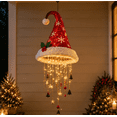 thumbnail image 3 of Lighted Santa Hat Hanging Chandelier, Pre Lit Christmas Santa Hat Decor with Warm LED Lights and Hanging Holiday Charms, Indoor Outdoor Covered Decor, 3 of 5