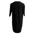 thumbnail image 4 of Leutsin Robe Longue Décontractée pour Femmes à Col en V, Unie, Manches Courtes Mi-Longues, Poches, Longueur Genou, Grande Taille, 4 of 5