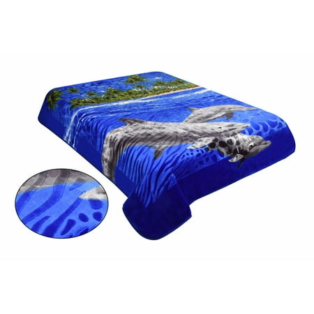 Jumbo Comforter - Osake Clearance Super Soft Luxury Blanket / Comforter Beautiful Design, 1ply, Clearance Embossing Jumbo Size Super Soft Luxury Blanket / Comforter Beautiful Design dolphin, TEBJ-07 blue