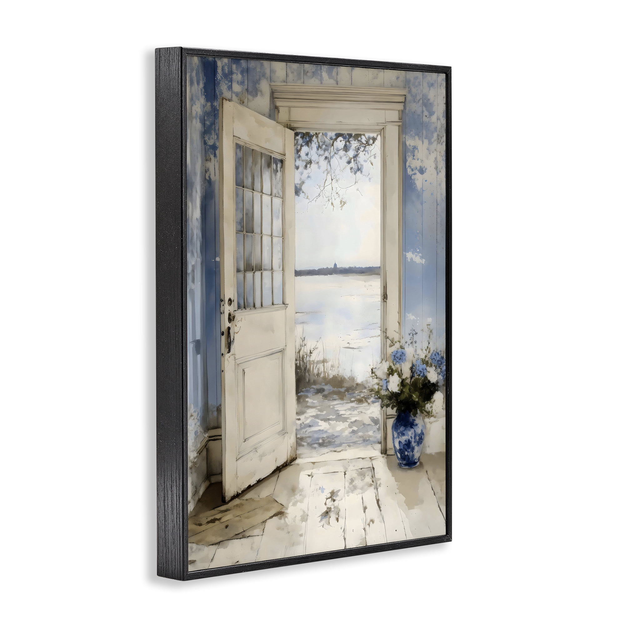 Stupell Industries Blue Country Cottage Doorway Black Framed Giclee Art, design by LSR Design Studio