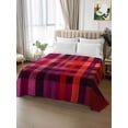 thumbnail image 2 of Red Purple King Size Flat Sheet, Wrinkleproof & Fadeproof Cooling Flat Bed Sheet Only, Modern Striped Plaid Abstract Oil Painted Breathable Soft Bedding Top Sheets 105 x 98 Inches, 2 of 8