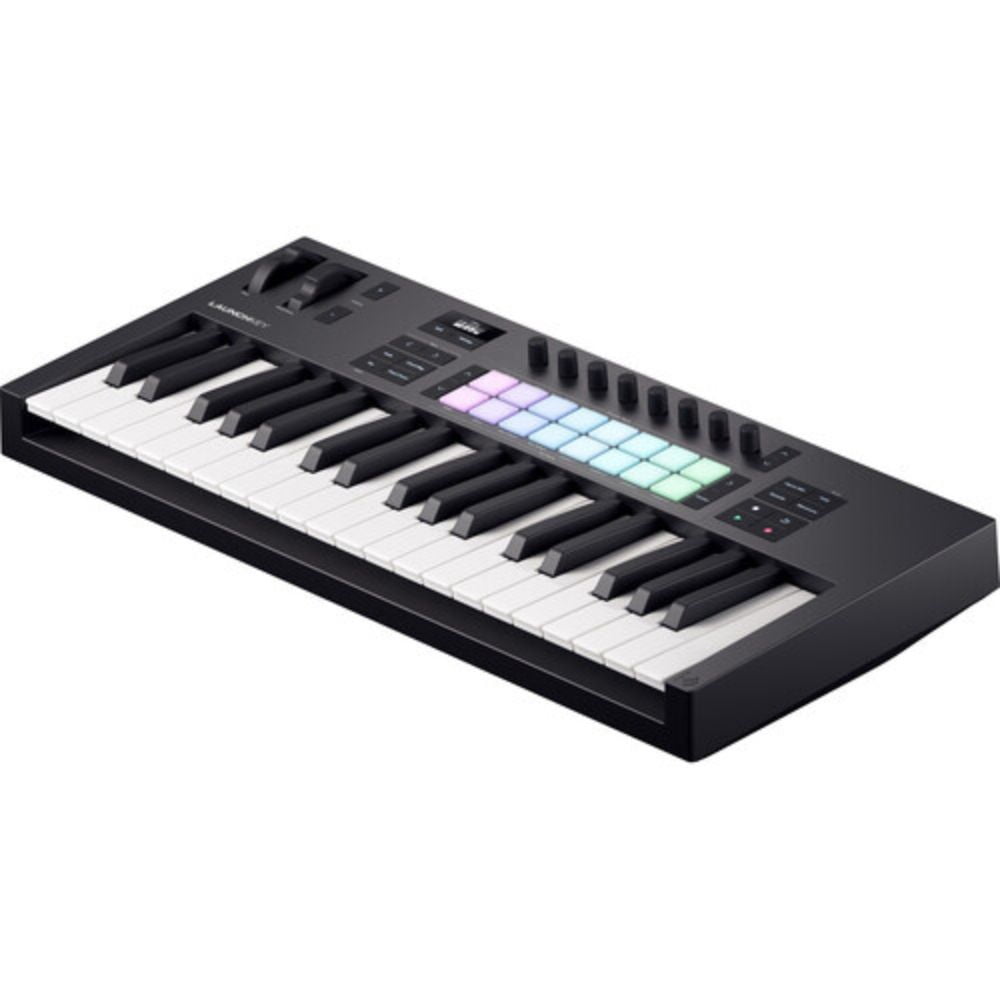 Novation Launchkey 37 MK4 USB MIDI Keyboard Controller (37-Key) Bundle with Auray FP-P1L Universal Piano-Style Sustain Pedal, Hosa Mid-310 Black 10 ft. Midi cable