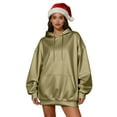 thumbnail image 3 of Vibrex Women's Hooded Long Sleeve Sweatshirt Solid Color Stretch Satin Casual Pullover Top, 3 of 7