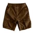 thumbnail image 5 of Cargo Shorts for Men Button Elastic Waisted Keen Length Shorts Summer Workout Hiking Casual Short Pants Coffee M, 5 of 5