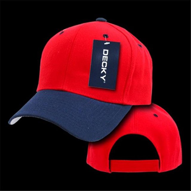 Decky 207-REDNVY Casquette de Baseball de Luxe, Rouge & Marine