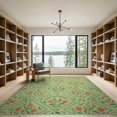 thumbnail image 2 of ODIKA 9'x12' Light Green Botanical Floral Geometric Washable Area Rug Vintage Folk Art Hexagonal Medallion Motifs With Traditional for Dining Room, Basement, Large Office, Non-Slip Chair-Friendly, 2 of 7