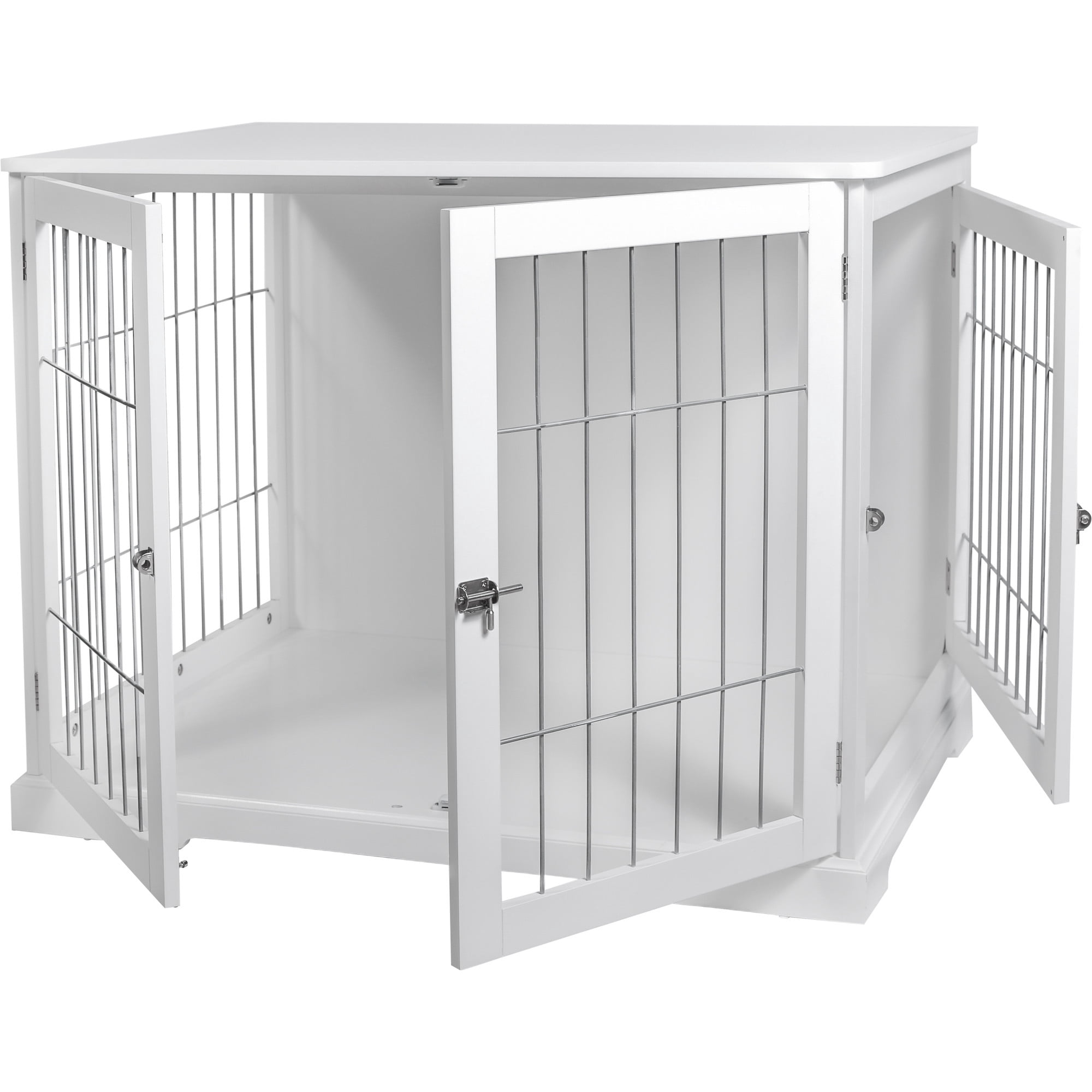 TRIXIE 29.5" Dog Crate, Wooden Indoor Kennel Furniture for Small Dogs Up to 25 lb, White