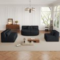 thumbnail image 3 of 144" Modular Sectional Sofa with Two Chaise Lounges, Upholstered 5-Seater Cloud Couch with Back Pillows, Free-Combination Sofa Couch for Living Room, Black, 3 of 9