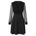 thumbnail image 3 of Women's Fashion Long Sleeve,Women's Solid Color Sequins Long Sleeve A-Line Party Dress Black, 3 of 7