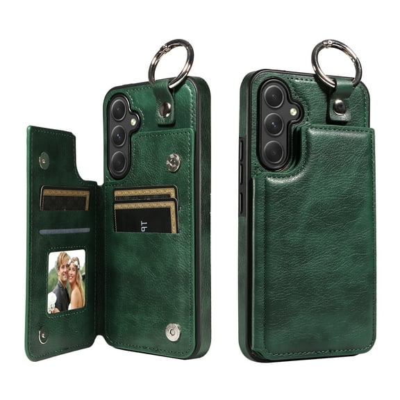 TECH CIRCLE For Galaxy A23 4G Wallet Case with Card Holder, PU Leather Kickstand Finger Grip Ring Shockproof Women Men Magnetic Protective Wallet Cover for Samsung Galaxy A23 6.6" 2022,Green