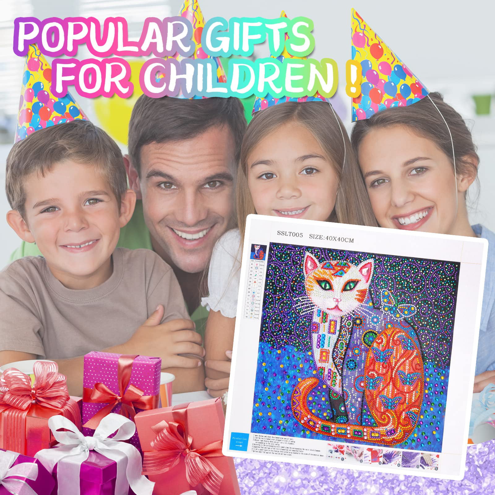 TOY Life 5D Diamond Painting Kits for Kids with Wooden Frame - Diamond Arts  and Crafts for Kids Ages 6-8-10-12 Gem Art Painting Kit - Panda Diamond