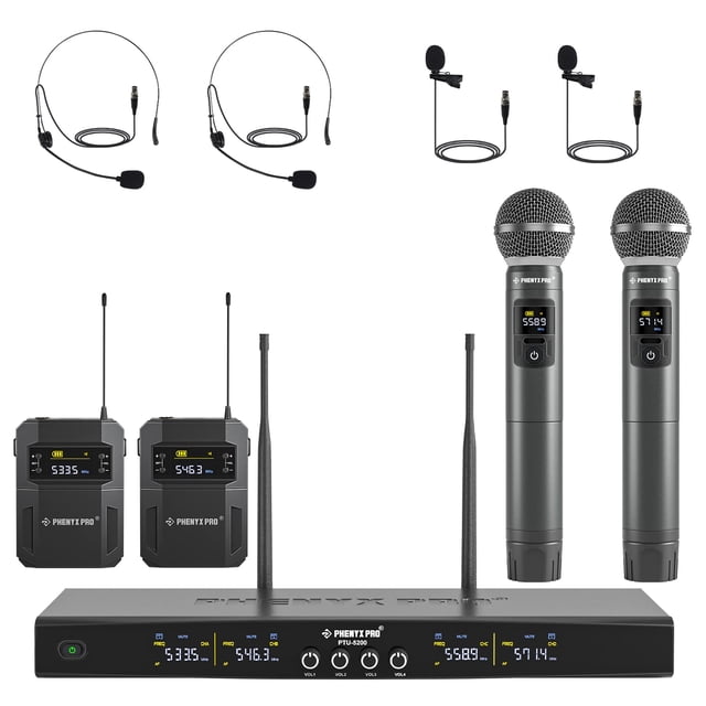 Sistema de micrófono inalámbrico Phenyx Pro PTU-5200-2H2B de 4 canales