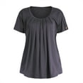 thumbnail image 4 of JINMGG Womens Tops Clearance under $5 Plus-Size Fashion Woman O-Neck Short Sleeve Tops T-Shirt Solid Loose Short Gray XXXXL, 4 of 7