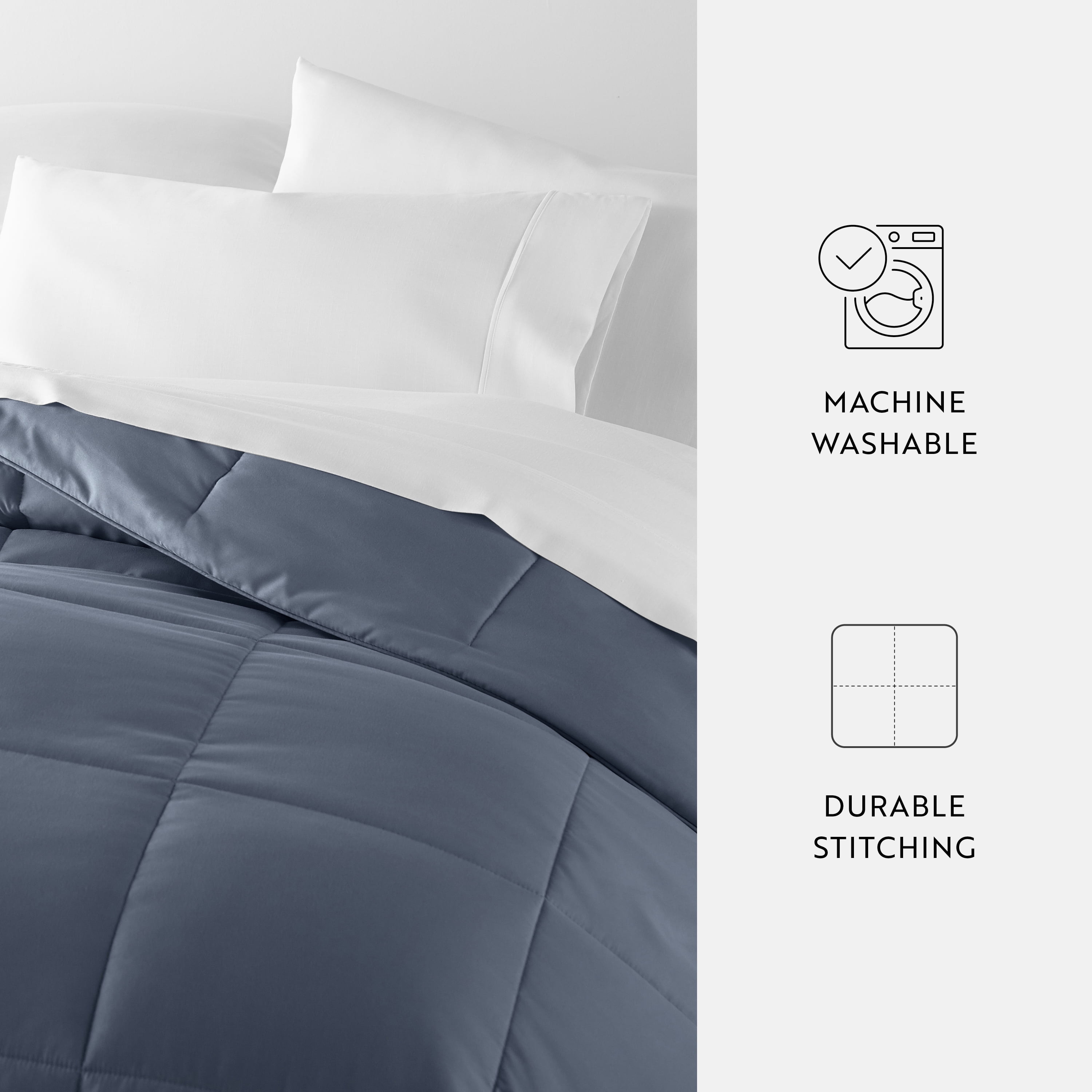 Breathable Cool Comforter All Season Lightweight Down-Alternative Solid Stone for Queen Size Bedding by Comfort Canopy
