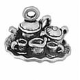 thumbnail image 1 of Sterling Silver 16" .8mm Box Chain 3D Tea Set Pendant Necklace, 1 of 2