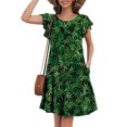 thumbnail image 2 of Mengpipi Womens Dresses Summer Casual Ruffle Sleeve Beach Sundresses with Pockets, Green-Leaves-M(US 8-10), 2 of 6