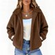 thumbnail image 1 of HongQid Women's Coat Casual Lapel Fleece Fuzzy Faux Shearling Zipper Coats Warm Winter Cropped Outwear Jackets, 1 of 8