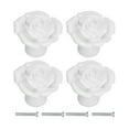 thumbnail image 1 of Juego de 4 pomos de cerámica modernos con forma de rosa para armario, para el hogar, la sala de estar y el dormitorio, color blanco, 1 of 14