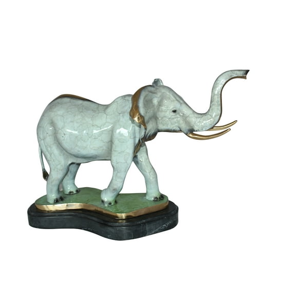 Elephant Medium Bronze Statue -  Size: 26"L x 8"W x 17"H.