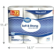 Great Value Soft & Strong Premium Toilet Paper, 18 Mega Rolls, 380 Sheets per Roll