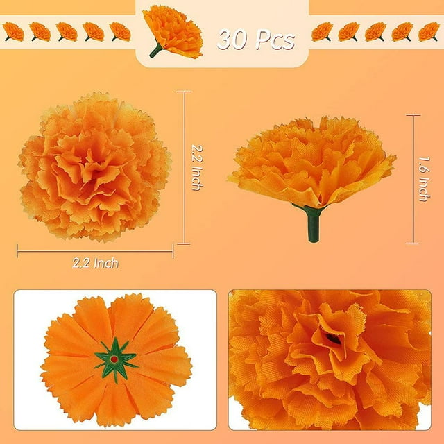 Artificial Flowers,30 Pcs Artificial Marigold Flowers Decorations Artificial Marigold Flowers Performance Driven