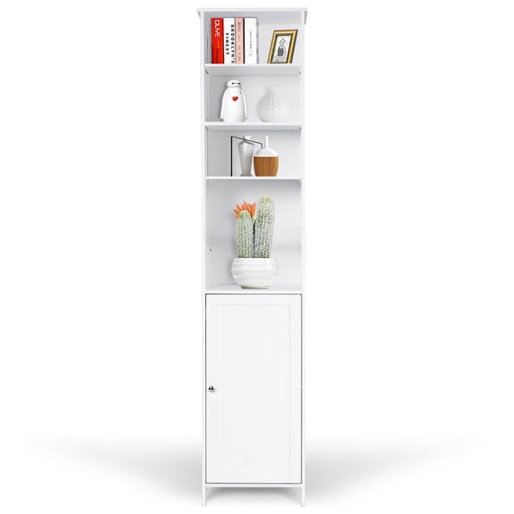 ETHFRF high-end bathroom cabinet - white wall mounted storage cabinet, 5-layer adjustable partition doors, space saving bathroom/hallway/kitchen storage cabinet, size 16 "x13.5" x72“