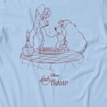 thumbnail image 3 of Disney Lady And The Tramp Men's Noodle Night Outline T-Shirt (Light Blue, S-XXXL), 3 of 4