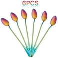 thumbnail image 2 of Coffee Teaspoons, Set of 6 Rainbow Color Spoon Long-Handle Ice Cream Desert Cocktail Stir Spoons Mixing Spoon, Pointed Head, 2 of 5