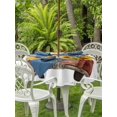 thumbnail image 3 of Outdoor Tablecloths with Umbrella Hole & Zipper, Sunflower Truck Round Tablecloth 54 Inch, Yellow Flowers Summer Botanical Watercolor Waterproof Table Cloth, Patio/Pool/Picnic Table Covers, 3 of 8
