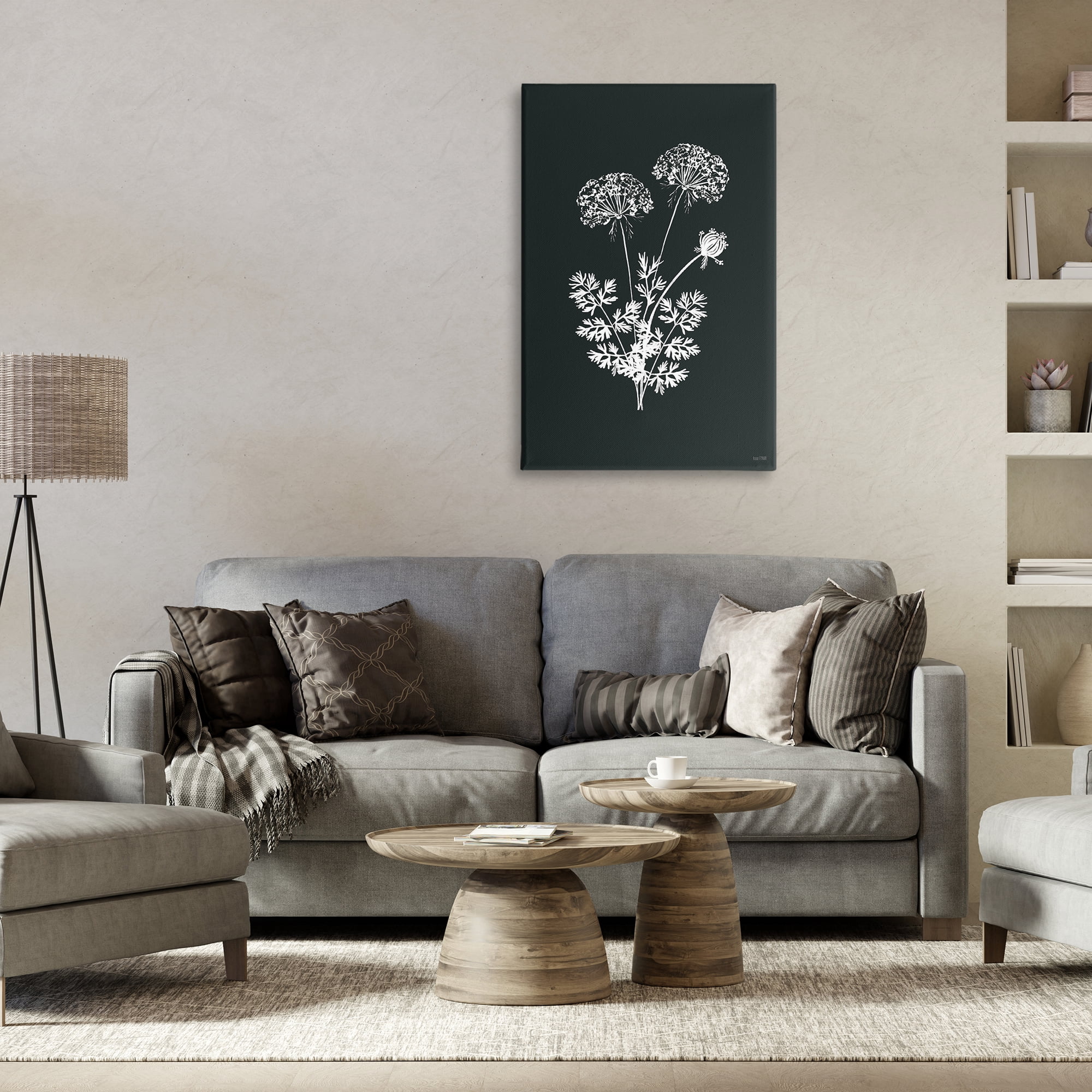 Stupell Industries Black Herb Bunches Botanical & Floral Painting Gallery Wrapped Canvas Art Print Wall Art, 24 x 36