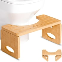 Foldable Toilet Stool,7 Inches Poop Stool for Bathroom,Bamboo Toilet Stool Squat Adult,Potty Stool with 2 Packs Anti-Slip Strip