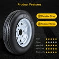 thumbnail image 3 of Heavy-Duty 2-Pack 5.30-12 Trailer Tires & Wheels - 12'' Rims, 4 Lug on 4'' Bolt Design, Load Range C, 6PR - Replacement Tire Set for Utility & Boat Trailers, 3 of 6