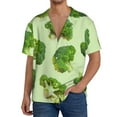 thumbnail image 3 of Honeii 's Broccoli 3 for men's short-sleeved button-up collared shirt featuring a pocket, perfect for beach vacations, and travel adventures., 3 of 5
