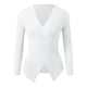 thumbnail image 4 of Jersey de manga larga con cuello en V para mujer: top de punto liso, corte ajustado para uso informal/al aire libre, tallas S-XL, 4 of 5