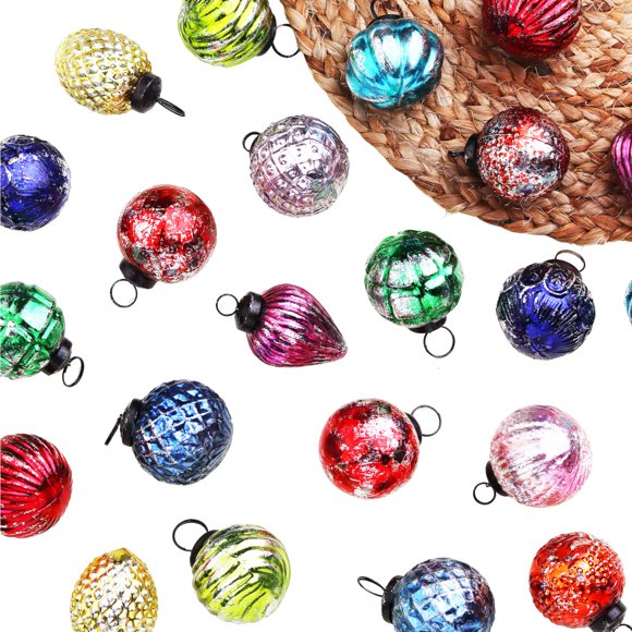Adornos Navideños IndianShelf Vintage de Vidrio para Árbol de Navidad de 2 pulgadas