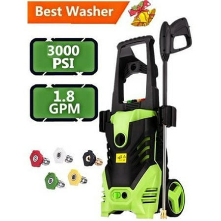 High Electric Pressure Washer,Car Washer， Power Washer with Max3000 PSI,6.0L/Min, (5) Nozzle Adapter, Longer Cables and Hoses and Detergent Tank,for Cleaning C ars, Houses Driveways, (Best Pressure Washer On The Market)