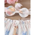 thumbnail image 4 of Infant Baby Girls Rompers Dress Rabbit Print Short Sleeve Boat Neck Ruched Skirt Hem Infant Bodysuits Easter Clothes with Headband, 4 of 8