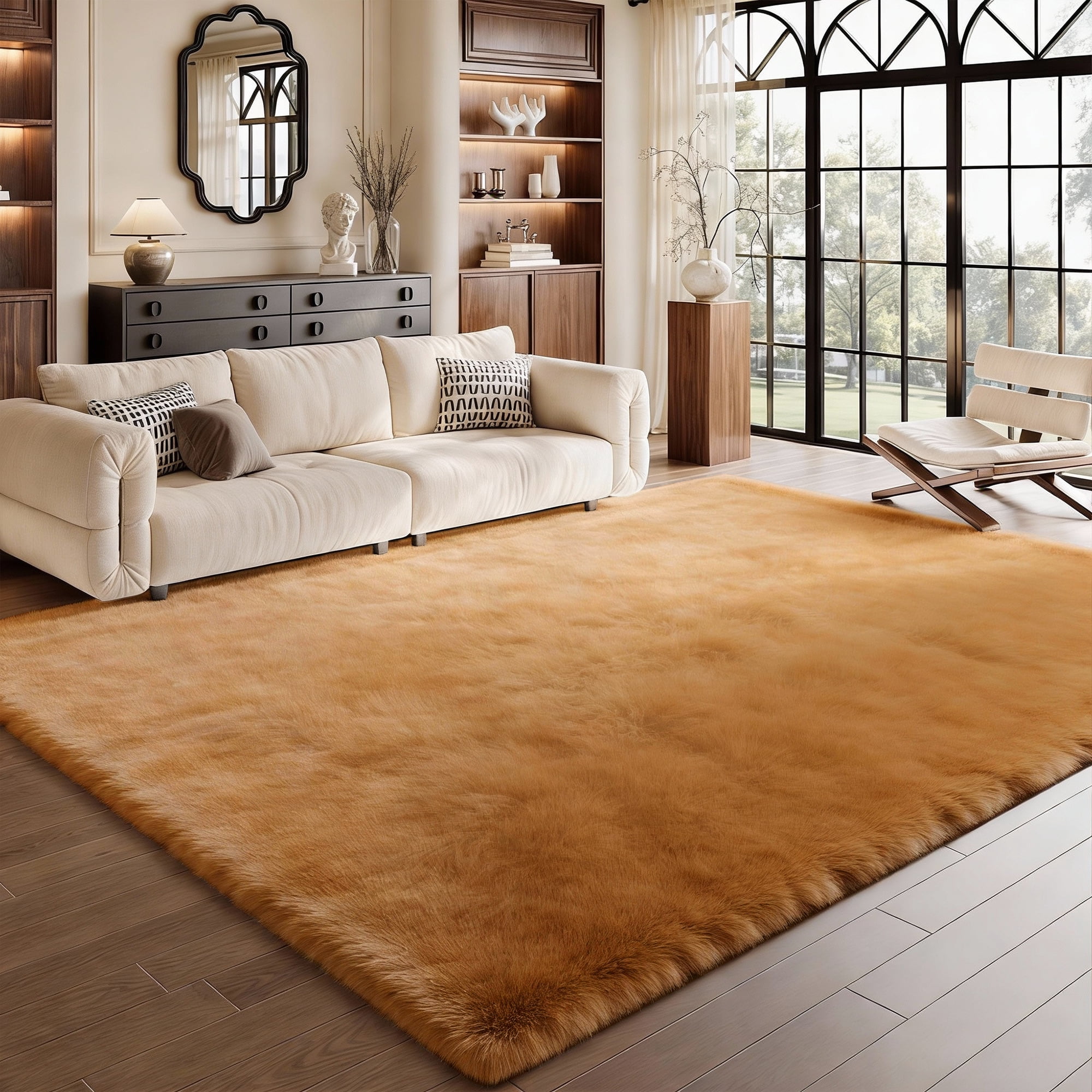 Pentantan Shag Area Rugs, 9ft x 12ft Soft Fluffy Indoor Carpet for Living Room Bedroom Decor, Light Brown