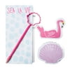 Sea La Vie Flamingo & Seashell Notepad & Pen Stationary Gift Set