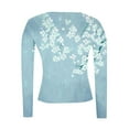 thumbnail image 4 of FRSASU Womens Long Sleeve Stretch Crewneck Ribbed T-Shirt Fashion Printed Slim Fit Casual Basic Tops Light Blue, 4 of 6