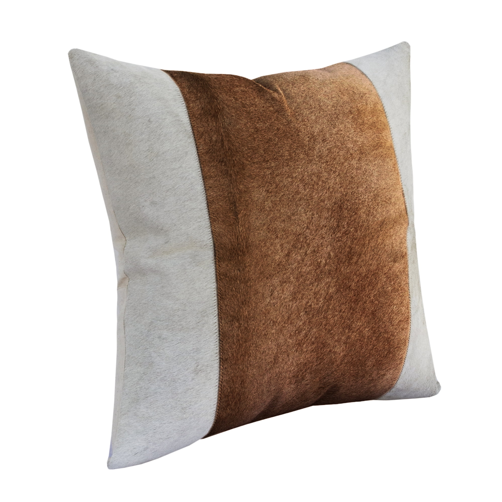 Harlow Hill Brody Ivory/Beige Striped 20" x 20" Faux Leather Blend Adult Decorative Feather Filled Pillow